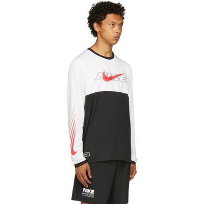 Nike White & Black Sport Clash Long Sleeve T-shirt In Black,white,light  Fusion Red | ModeSens