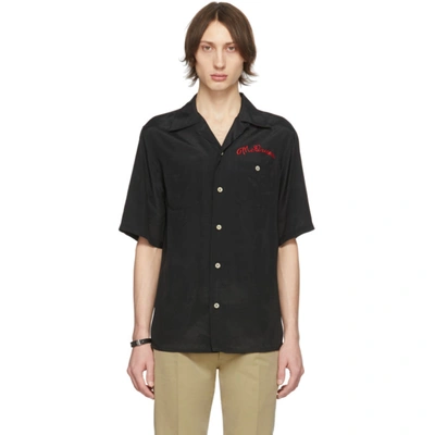 Shop Alexander Mcqueen Black Logo Bowling Shirt In 1000 Black