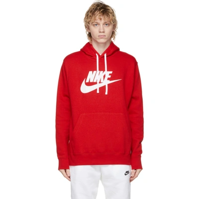 Shop Nike Red Fleece Nsw Club Hoodie In 657 Univers