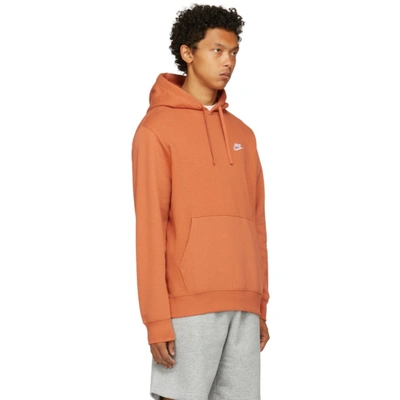 Shop Nike Orange Fleece Sportswear Club Hoodie In Light Sienna/light S