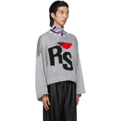 Shop Raf Simons Silver 'rs' Short Oversized Sweater