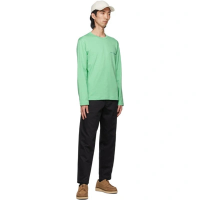 Shop Comme Des Garçons Shirt Green Logo Long Sleeve T-shirt In 1 Green