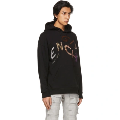 Shop Givenchy Black Beaded Refracted Logo Hoodie In 001 Black