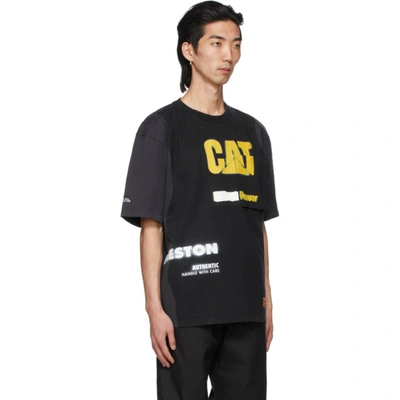Shop Heron Preston Black Caterpillar Edition Pocket T-shirt In Black Yellow