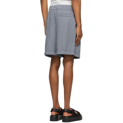 Shop Acne Studios Navy & Green Checkered Shorts In Navy/pale G