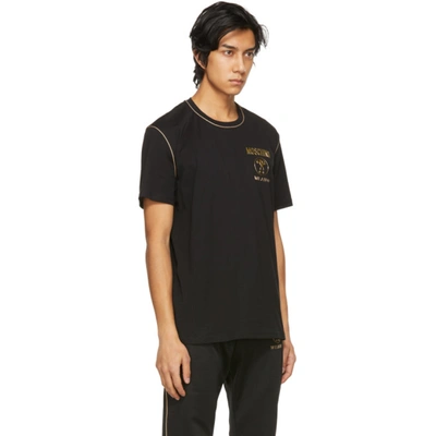 Shop Moschino Black & Gold Logo T-shirt In A1555 Black