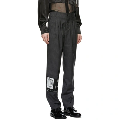 Shop Enfants Riches Deprimes Grey Pinstripe Assemblage Pleated Trousers In Grey/white