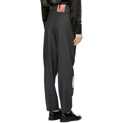 Shop Enfants Riches Deprimes Grey Pinstripe Assemblage Pleated Trousers In Grey/white