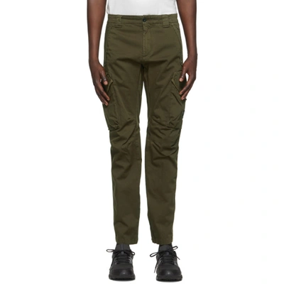 Shop C.p. Company Green Stretch Sateen Garment-dyed Utility Cargo Pants In 683 Ivy Grn