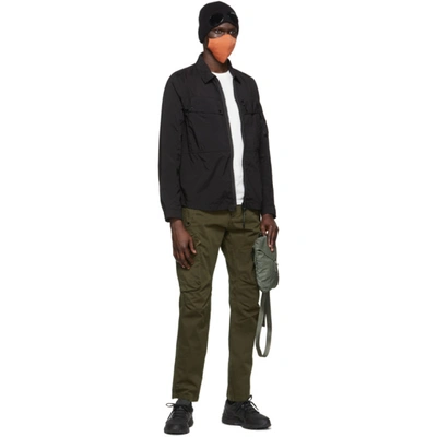Shop C.p. Company Green Stretch Sateen Garment-dyed Utility Cargo Pants In 683 Ivy Grn