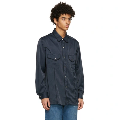 Shop Nicholas Daley Navy Western Shirt