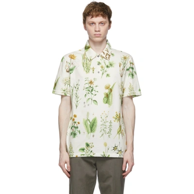 Shop Ferragamo Off-white Herbal Print Polo In Toni Hedren