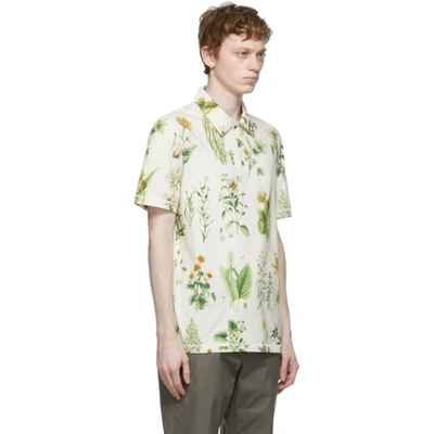 Shop Ferragamo Off-white Herbal Print Polo In Toni Hedren