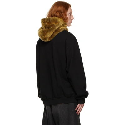 Shop Marni Black Faux-fur Accent Hoodie In 00n99 Black