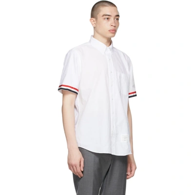 Shop Thom Browne White Seersucker Funmix Short Sleeve Shirt In 100 White