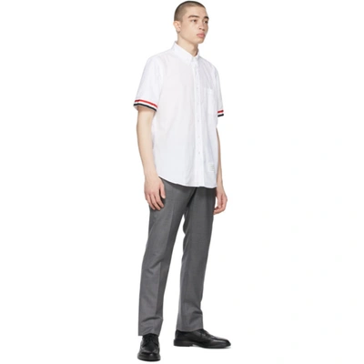 Shop Thom Browne White Seersucker Funmix Short Sleeve Shirt In 100 White