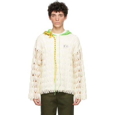 Shop Loewe Off-white Paula's Ibiza Crochet Hoodie In 2370 Ecru