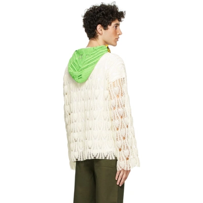 Shop Loewe Off-white Paula's Ibiza Crochet Hoodie In 2370 Ecru