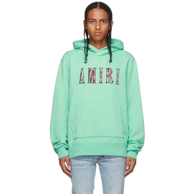 Shop Amiri Green Paisley Core Logo Hoodie In Mint