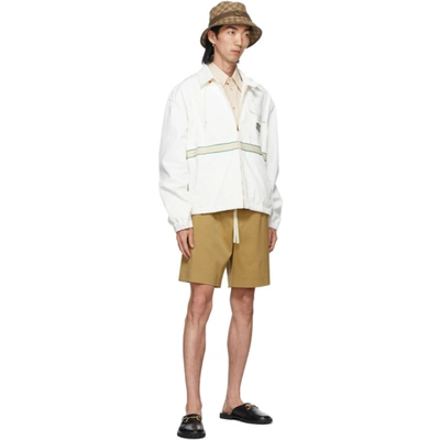 Shop Gucci White Cotton Vintage Label Eco Jacket In 9692 White/mix