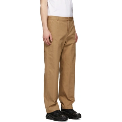 Shop Burberry Tan Cotton Twill Tailored Trousers In Warm Walnut