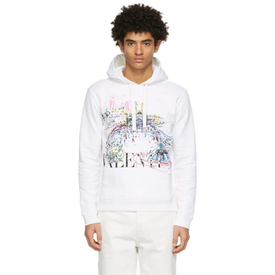Shop Valentino White Roman Sketches Hoodie In A1c Bianco/