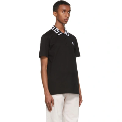 Shop Versace Black & White Greca Collar Polo In A2024 Blkwh