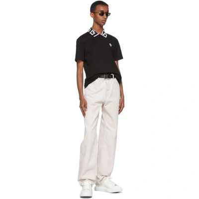 Shop Versace Black & White Greca Collar Polo In A2024 Blkwh