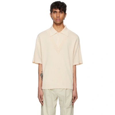 Shop Le17septembre Beige Layered V-neck Polo In Ivory