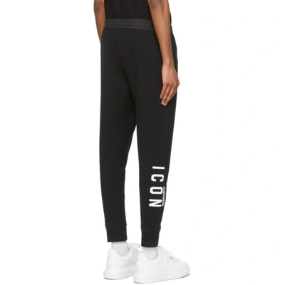 Shop Dsquared2 Black Fleece 'icon' Lounge Pants In 968 Black-