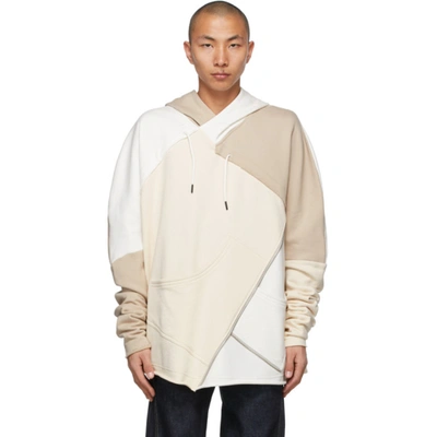 Shop A. A. Spectrum White & Beige Collage Hoodie In Shell White