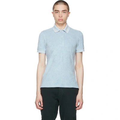 Shop Tom Ford Blue Toweling Polo In T02 Ltblue