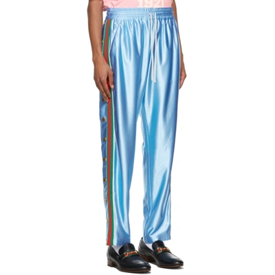 Shop Gucci Blue Shiny Jogging Lounge Pants