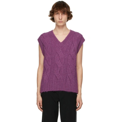 Shop We11 Done Purple Cable Knit Vest