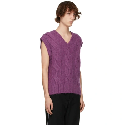 Shop We11 Done Purple Cable Knit Vest