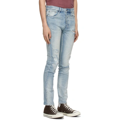 Shop Ksubi Blue Distressed Topstitched Chitch Jeans In Denim