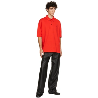 Shop Raf Simons Red Fred Perry Edition Button Down Collar Polo In C51 Red