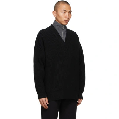 Shop Burberry Black Cashmere Pipard Half-zip Sweater