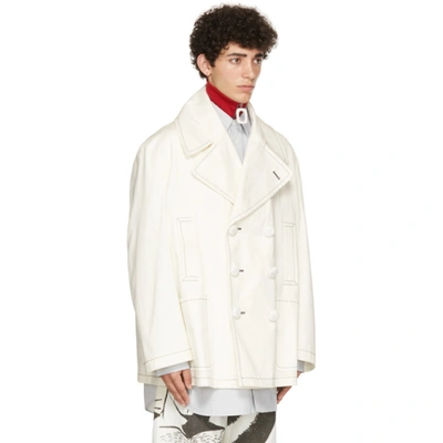 Shop Jw Anderson Off-white Tom Of Finland Oversized Peacoat Jacket