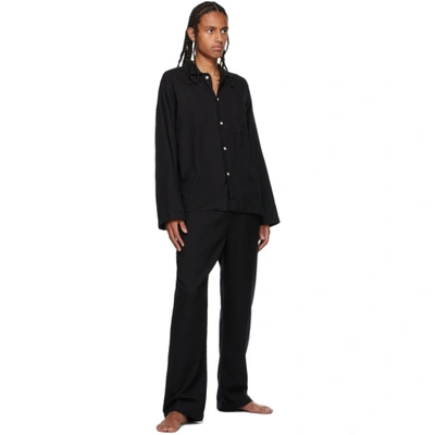 Shop Tekla Black Flannel Pyjama Pants In Lucid Black