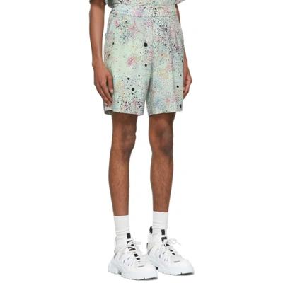 Shop Mcq By Alexander Mcqueen Green Paint Splatter Shorts In 3006 Mint Light Spec