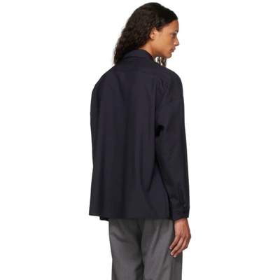 Shop Marni Navy Virgin Wool Shirt In 00b99 Blublack