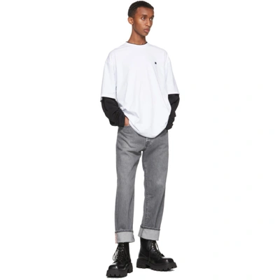 Shop Acne Studios White Layered Long Sleeve T-shirt In Optic White