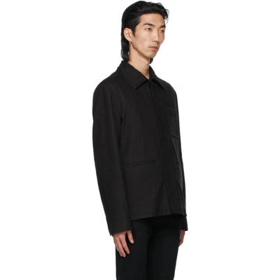 Shop Fendi Black Linen Debossed Trompe-l'œil Jacket In F0qa1 Black