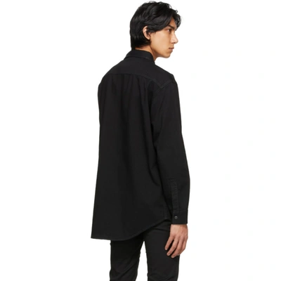Shop Givenchy Black Denim Logo Shirt In 001 Black
