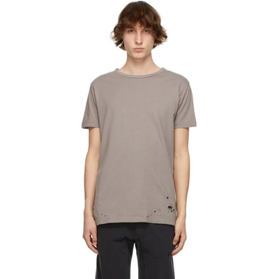Shop Ksubi Taupe Distressed Seeing Lines T-shirt In Grey