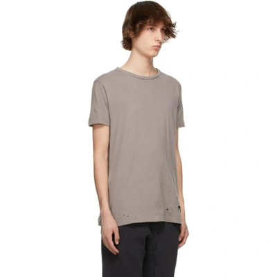 Shop Ksubi Taupe Distressed Seeing Lines T-shirt In Grey
