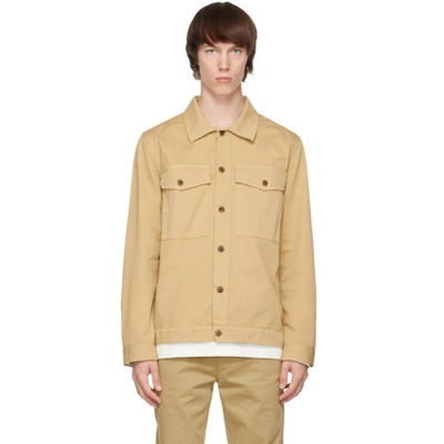 Shop Nudie Jeans Beige Colin Utility Overshirt In Oat