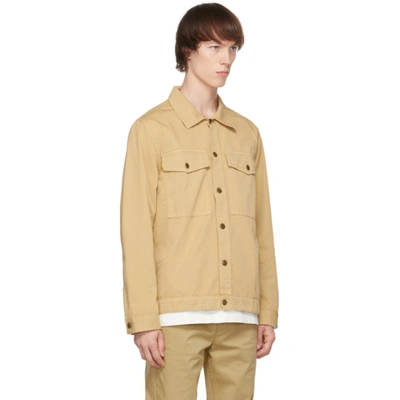 Shop Nudie Jeans Beige Colin Utility Overshirt In Oat