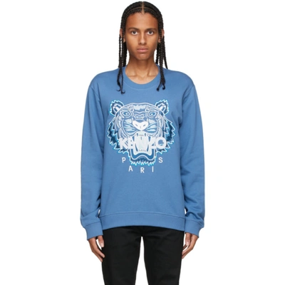 Embroidered Tiger Logo Sweatshirt In Light Blue